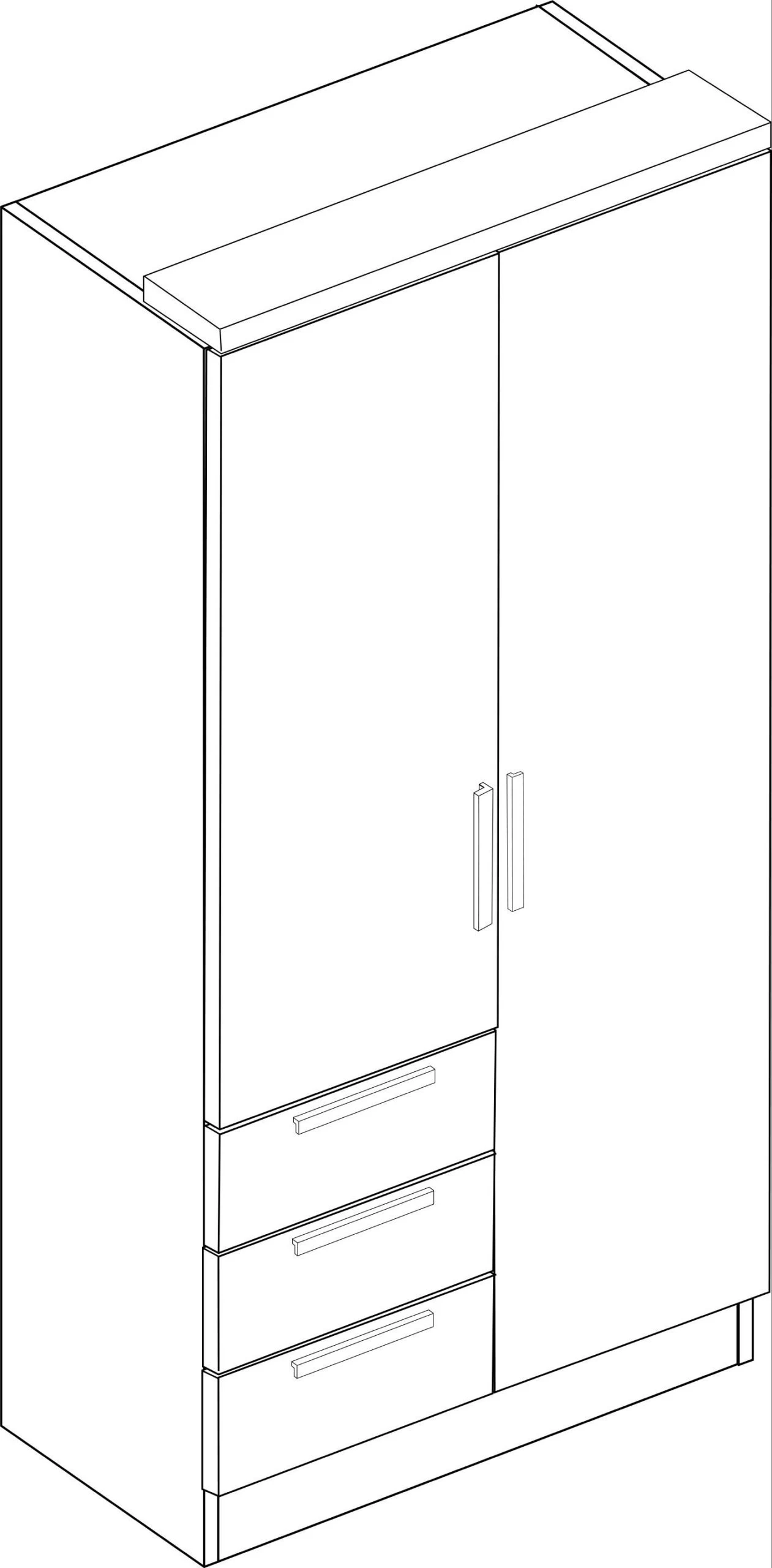 Kledingkast Ramos 80cm Met 2 Deuren & 3 Laden - Eik - Afbeelding 2