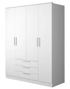 Kledingkast Ramos 160cm Met 4 Deuren & 3 Laden - Wit