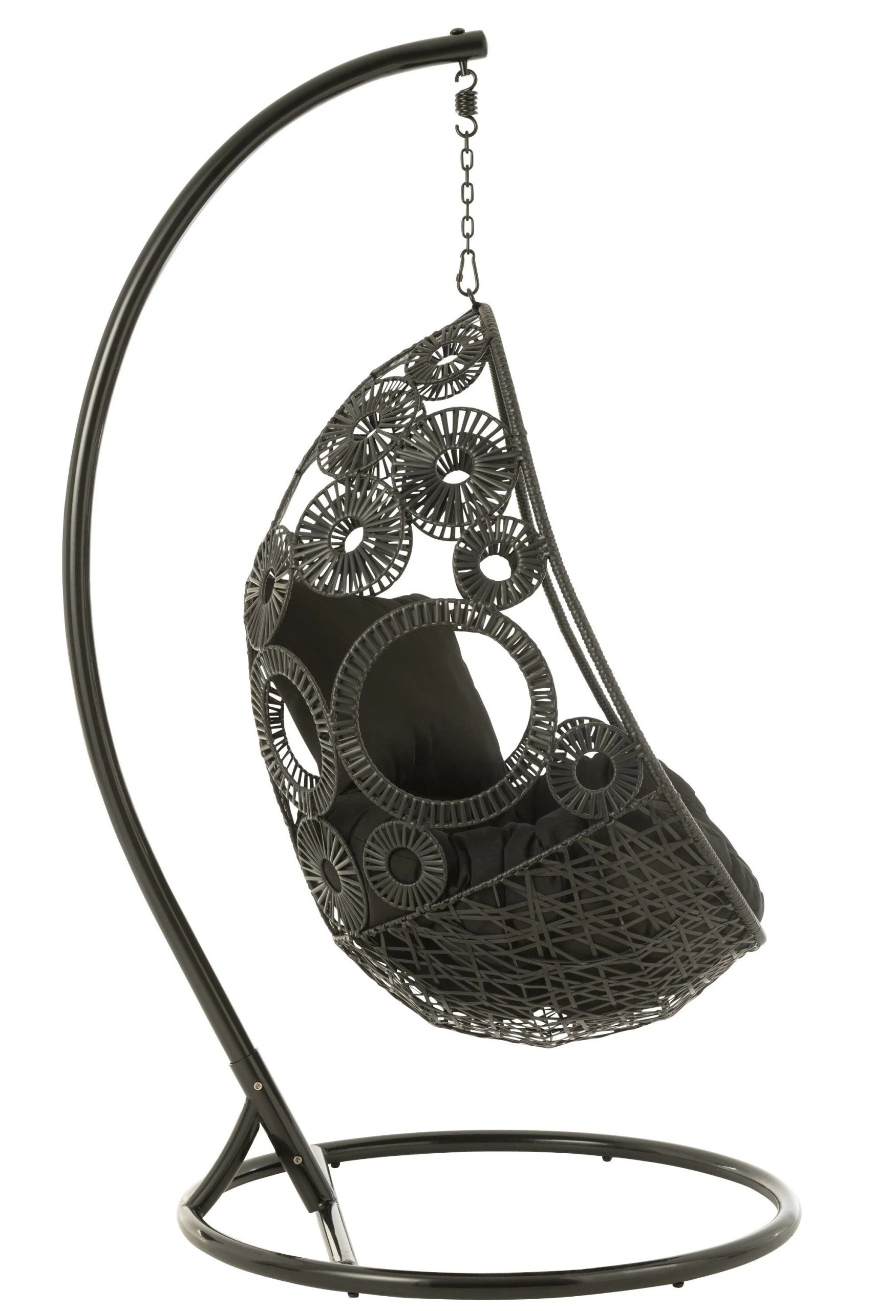 Hangstoel+kussens Bula Metaal/riet Zwart - Afbeelding 9