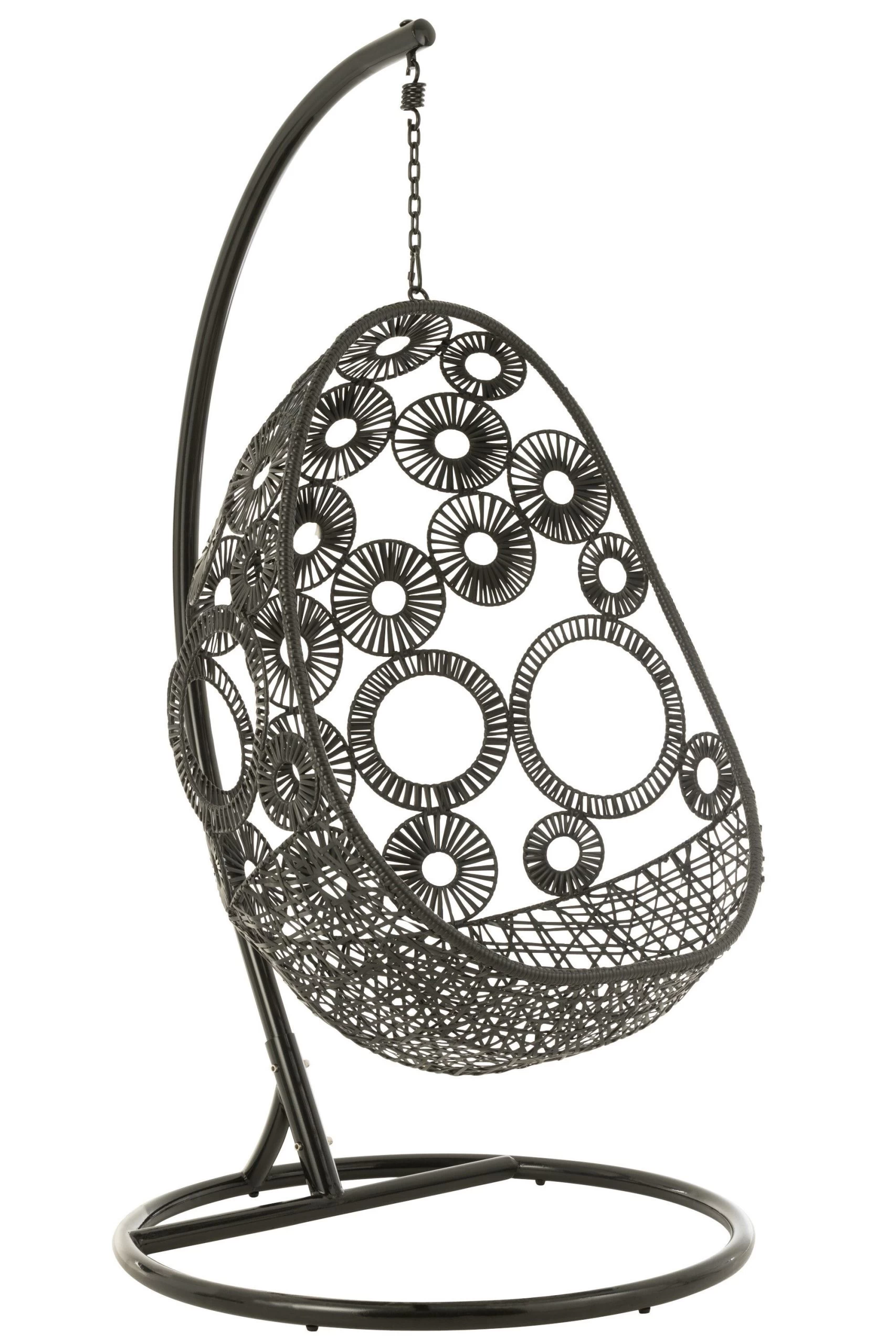 Hangstoel+kussens Bula Metaal/riet Zwart - Afbeelding 2