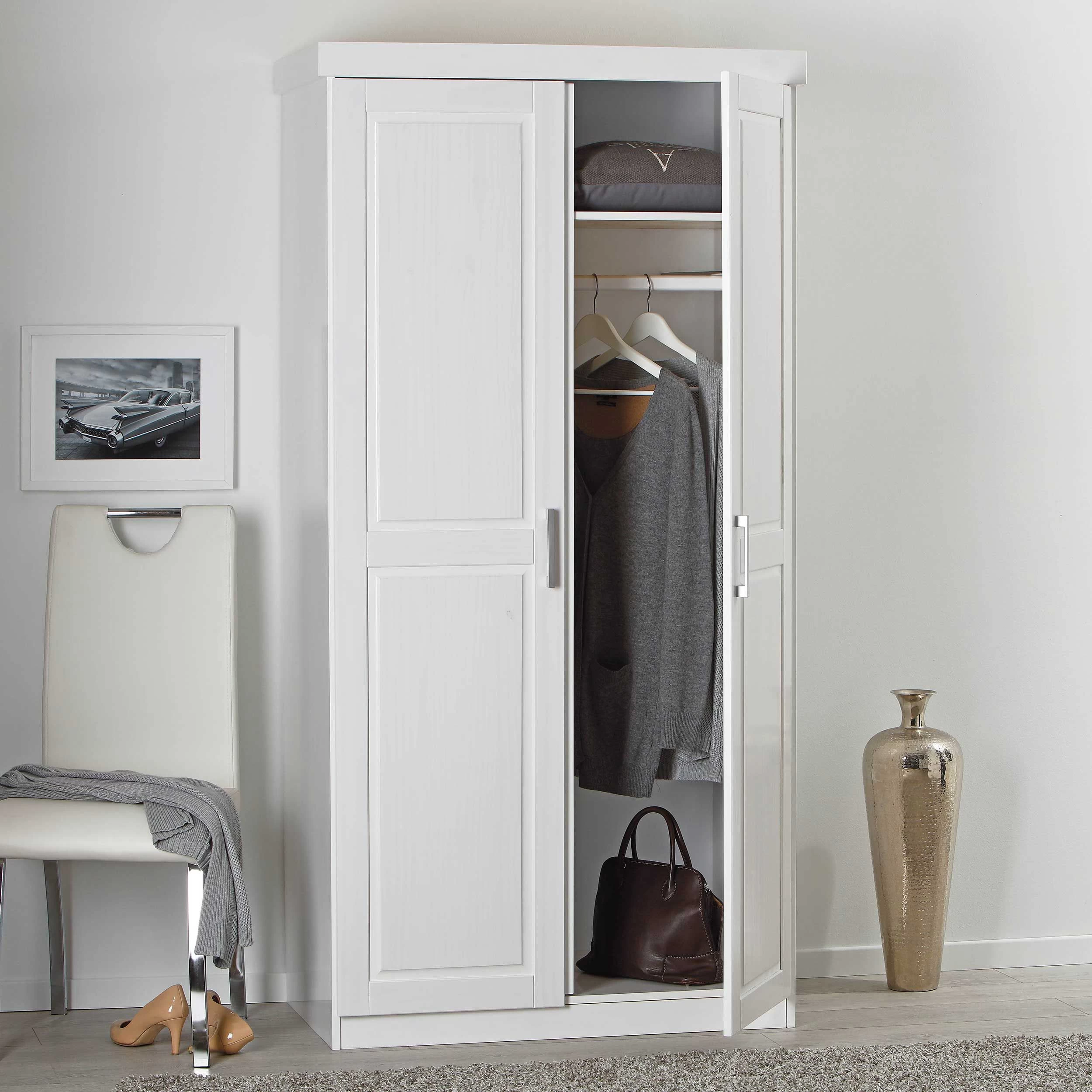 Kledingkast Leon 95cm Met 2 Deuren - Wit - Afbeelding 14