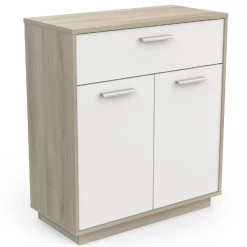 Opbergkast Leontien 2 Draaideuren En 1 Lade-Kronberg Eik/mat Wit