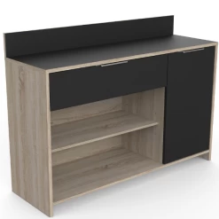 Microgolfkast Michael 1 Lade, 2 Open Vakken, 1 Draaideur En 1 Legplank-ruwe Eik/zwart