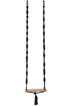 Schommel Katoen/alabasia Hout Zwart