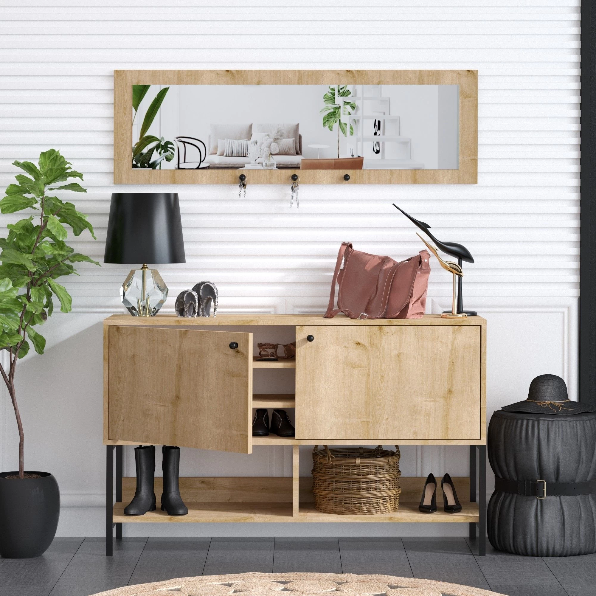 Schoenenkast Smaragd | 100% Melamine Gecoat | Saffier Eik - Afbeelding 4