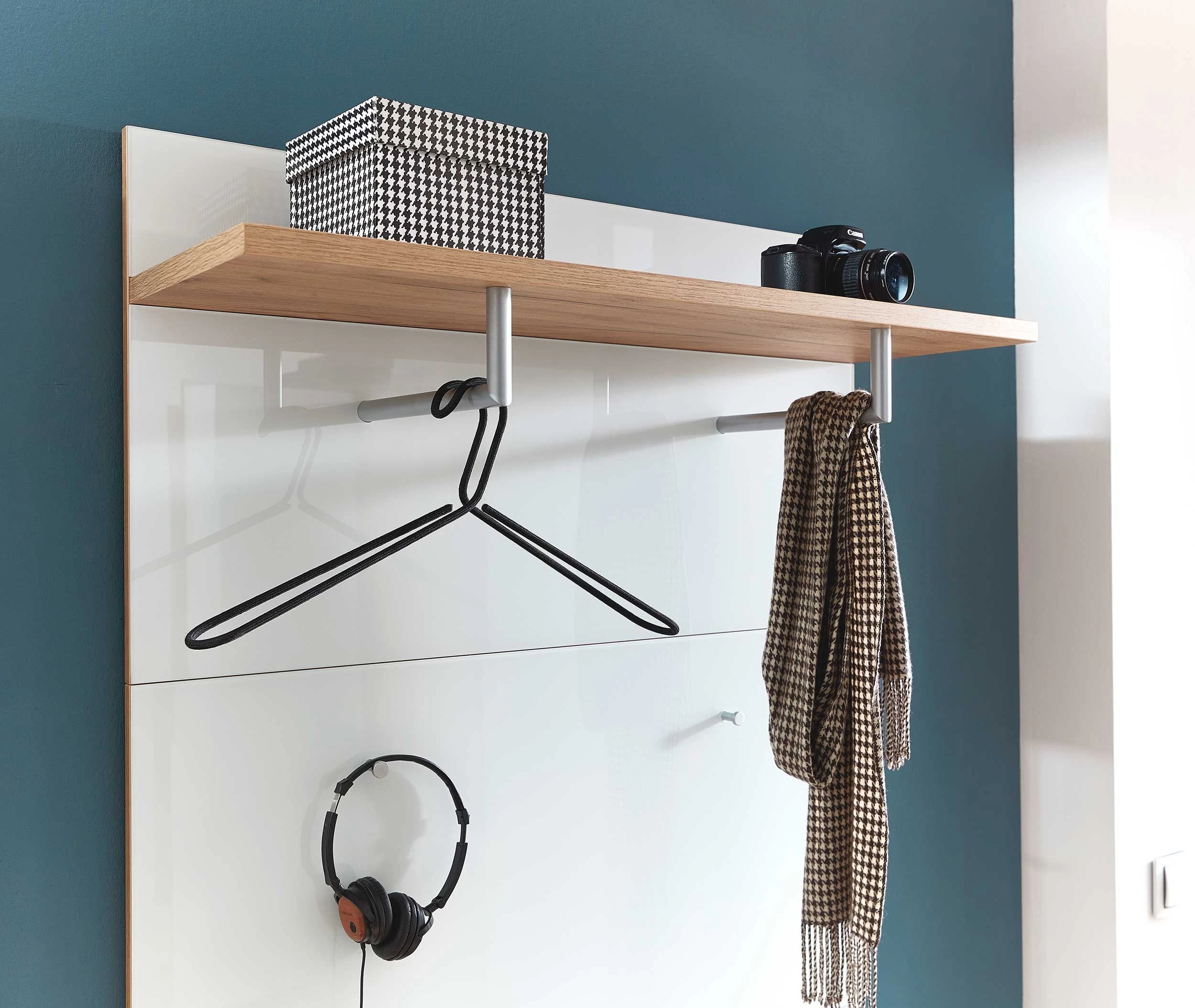 Kapstokpaneel Tille H144 X B89cm - Wit/eik - Afbeelding 5