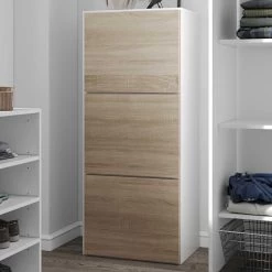 Schoenenkast Bamboo - Wit/eik