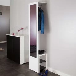 Halkast Vestibulo Met Spiegel - Wit/zwart