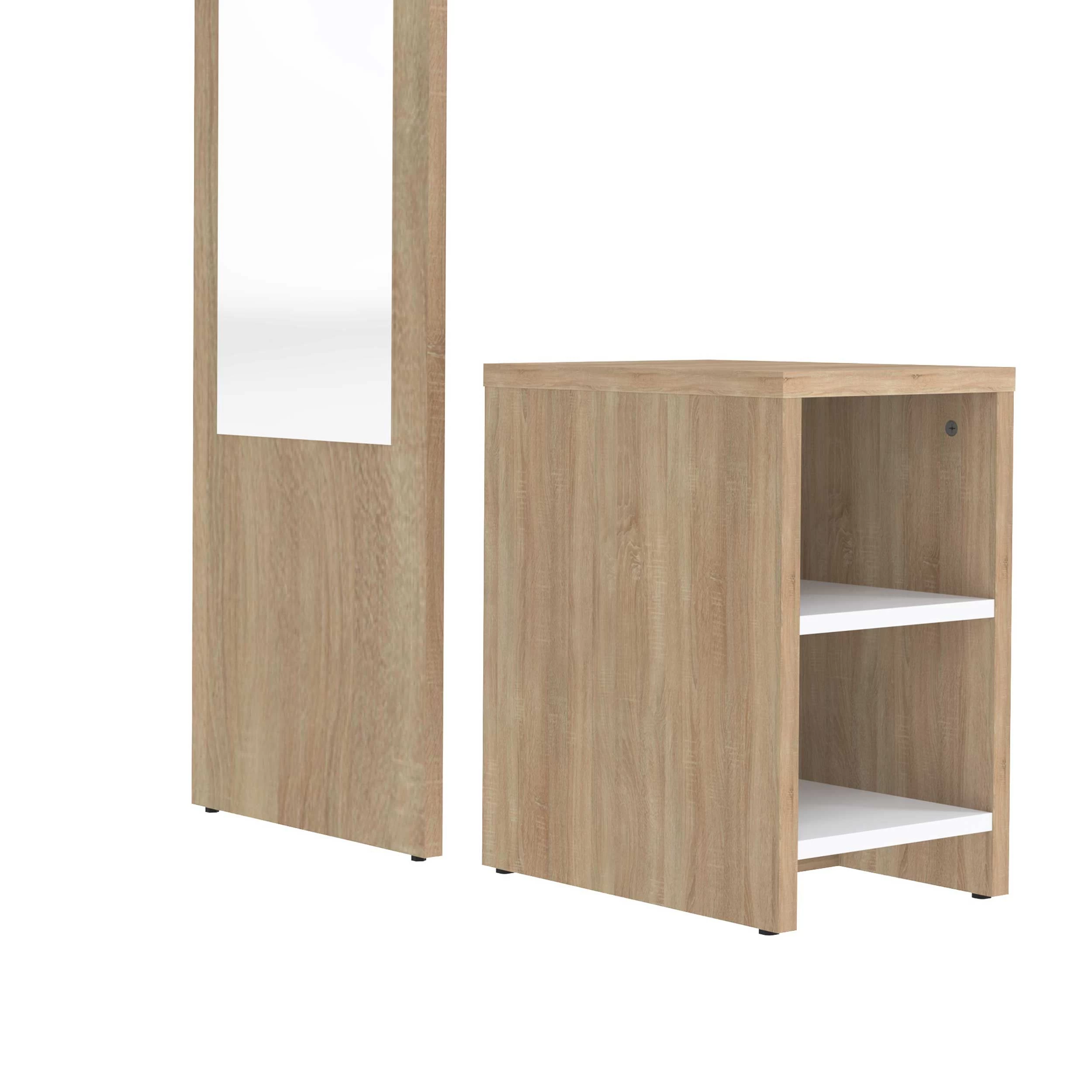 Halkast Vestibulo Met Spiegel - Eik/wit - Afbeelding 9