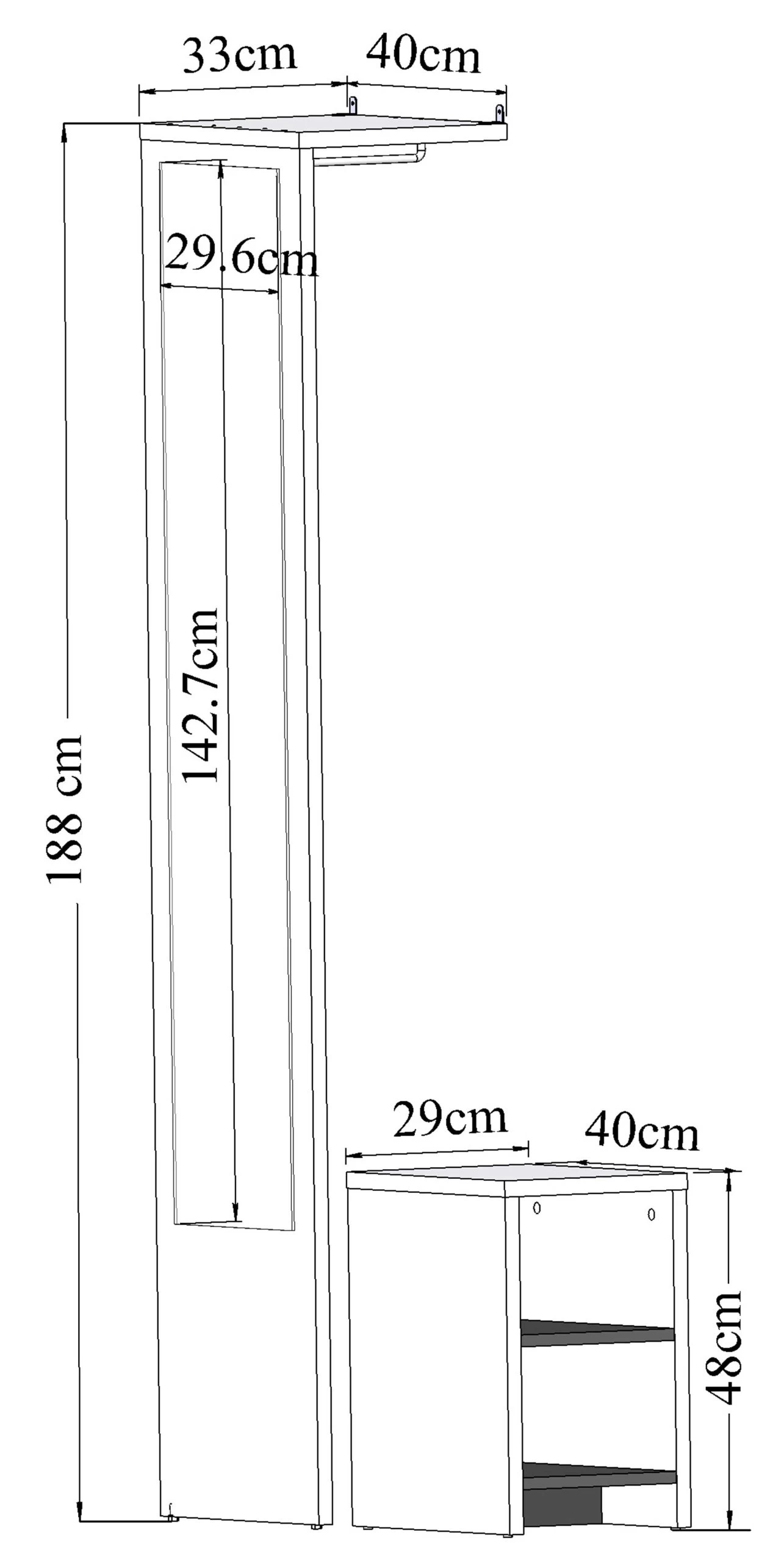 Halkast Vestibulo Met Spiegel - Eik/wit - Afbeelding 7