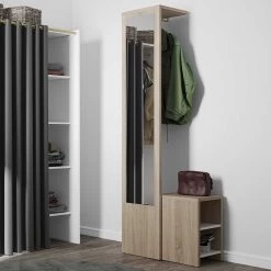 Halkast Vestibulo Met Spiegel - Eik/wit