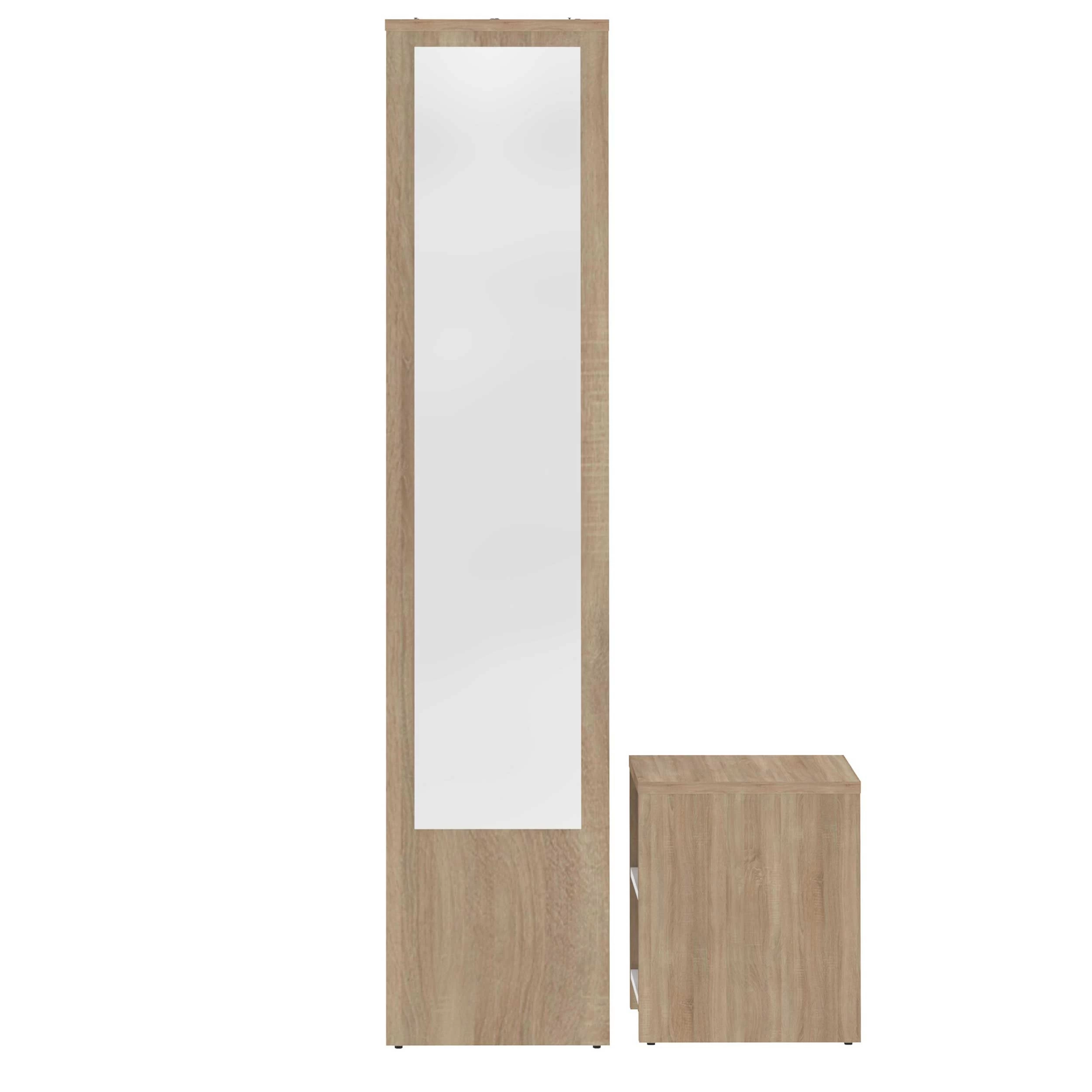 Halkast Vestibulo Met Spiegel - Eik/wit - Afbeelding 8