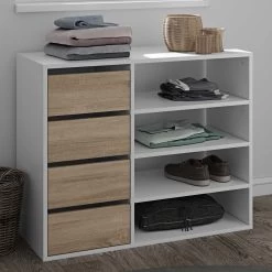 Schoenenkast Liverpool - Wit/eik