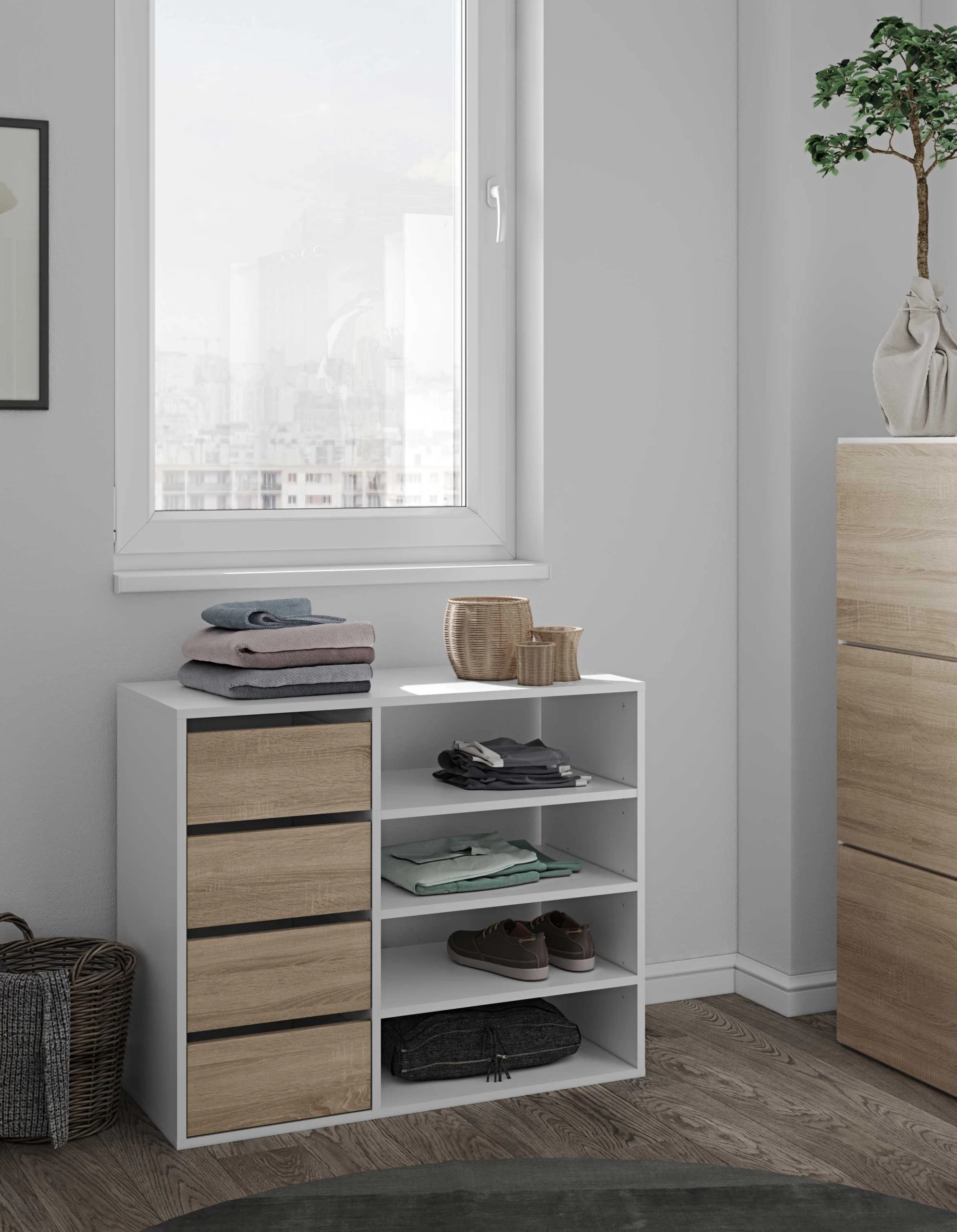 Schoenenkast Liverpool - Wit/eik - Afbeelding 7