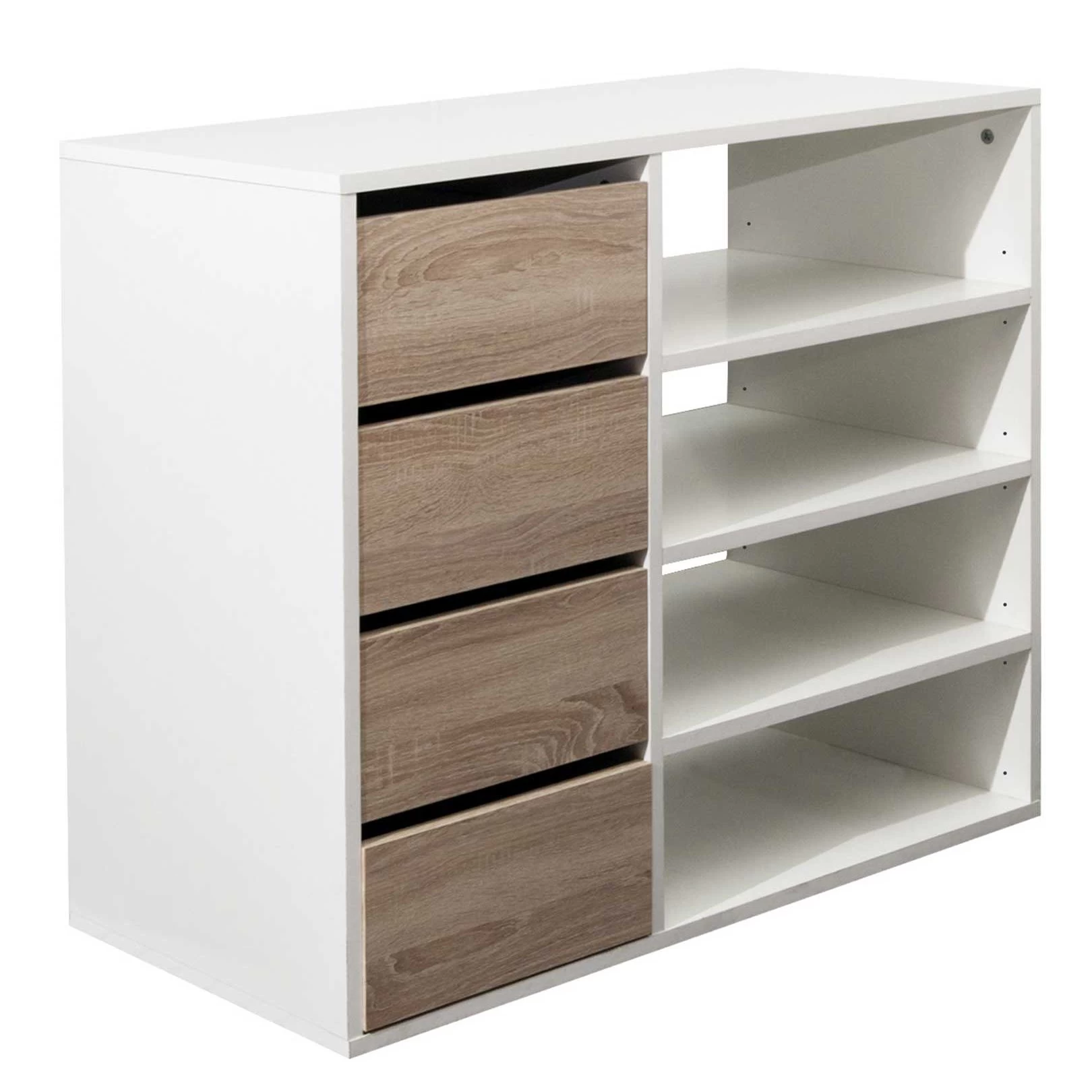 Schoenenkast Liverpool - Wit/eik - Afbeelding 8