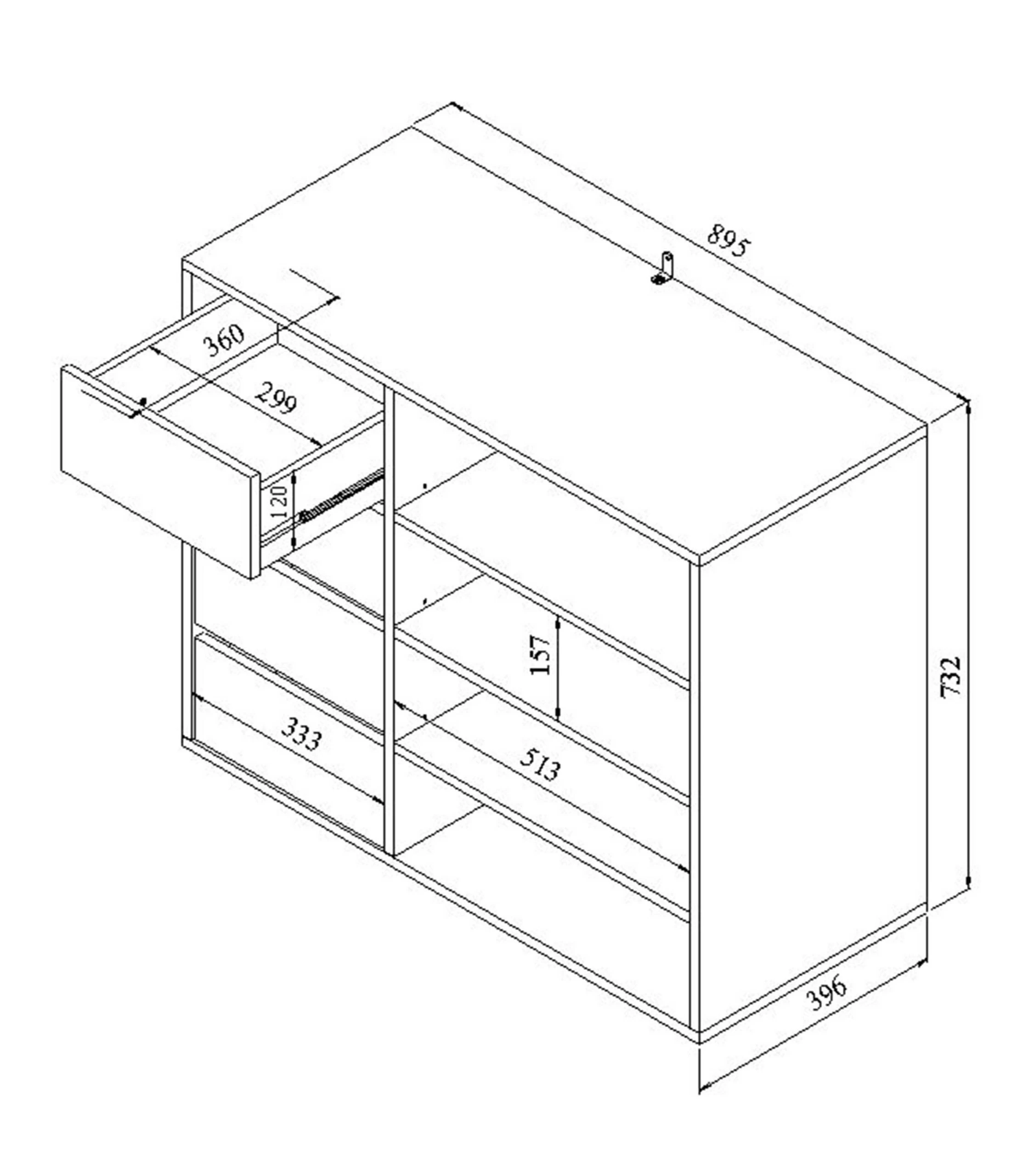 Schoenenkast Liverpool - Wit/eik - Afbeelding 2