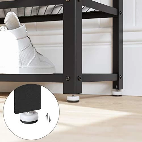 Rustiek Bruine Schoenenbank - 100 Cm, Stalen Frame, 2 Planken - Entree Organiser - Afbeelding 2