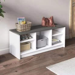 Olivia Schoenenkast | Melamine Coating | Wit Antraciet