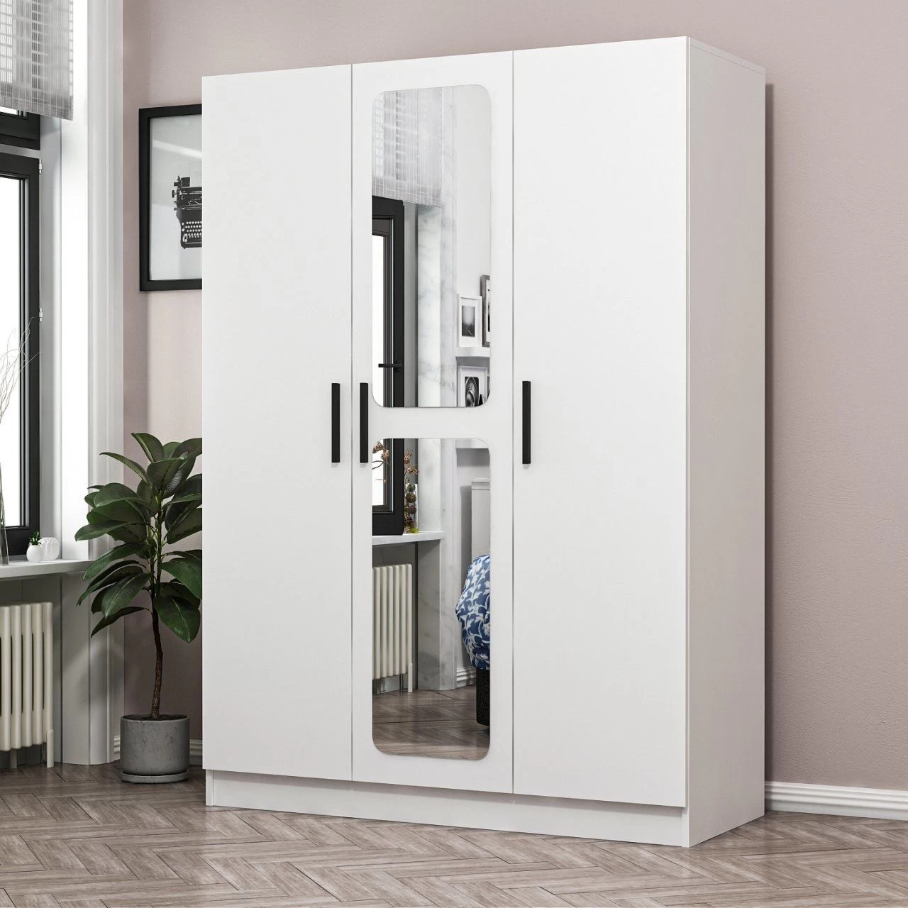 Woody Fashion Melamine Kledingkast - 135x210x52cm Wit - Afbeelding 8