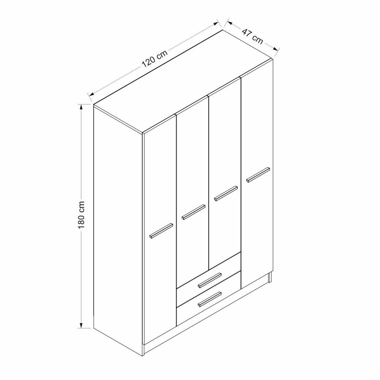 Woody Fashion Kledingkast Wit - 180x180x52cm - Afbeelding 2
