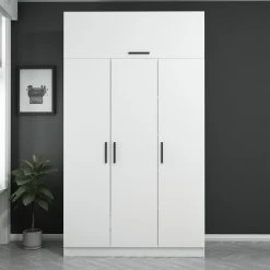 Stijlvolle Woody Fashion Kledingkast | 100% Melamine Gecoat | Wit | Talrijke Planken