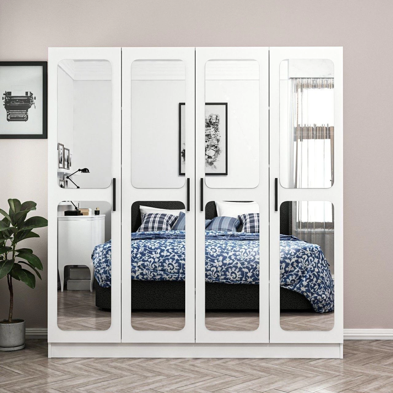 Woody Kledingkast - Wit Melamine, 180x190x52 Cm