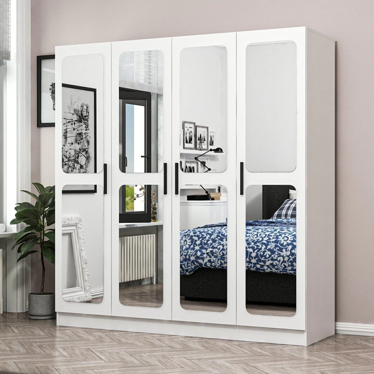 Woody Kledingkast - Wit Melamine, 180x190x52 Cm - Afbeelding 8