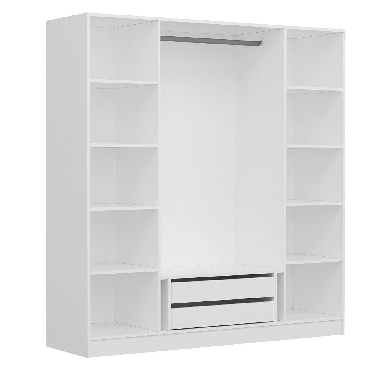 Woody Kledingkast - Wit Melamine, 180x190x52 Cm - Afbeelding 4