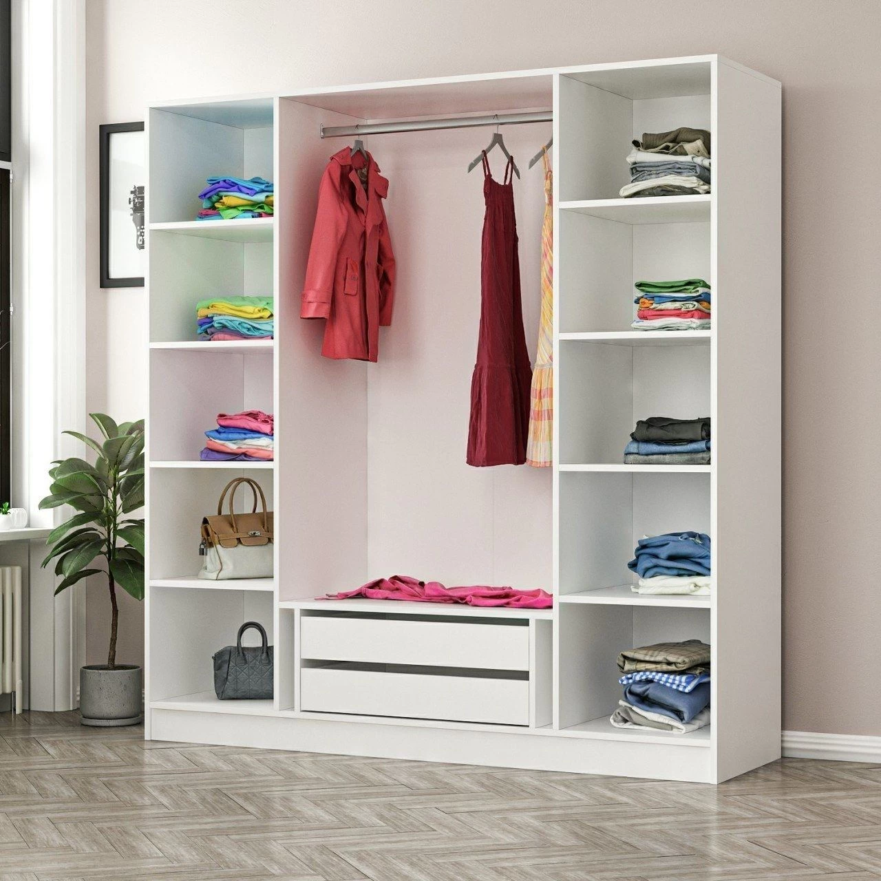 Woody Fashion Kledingkast | Antraciet | 100% Melamine | 18mmx180cmx210cmx52cm - Afbeelding 6