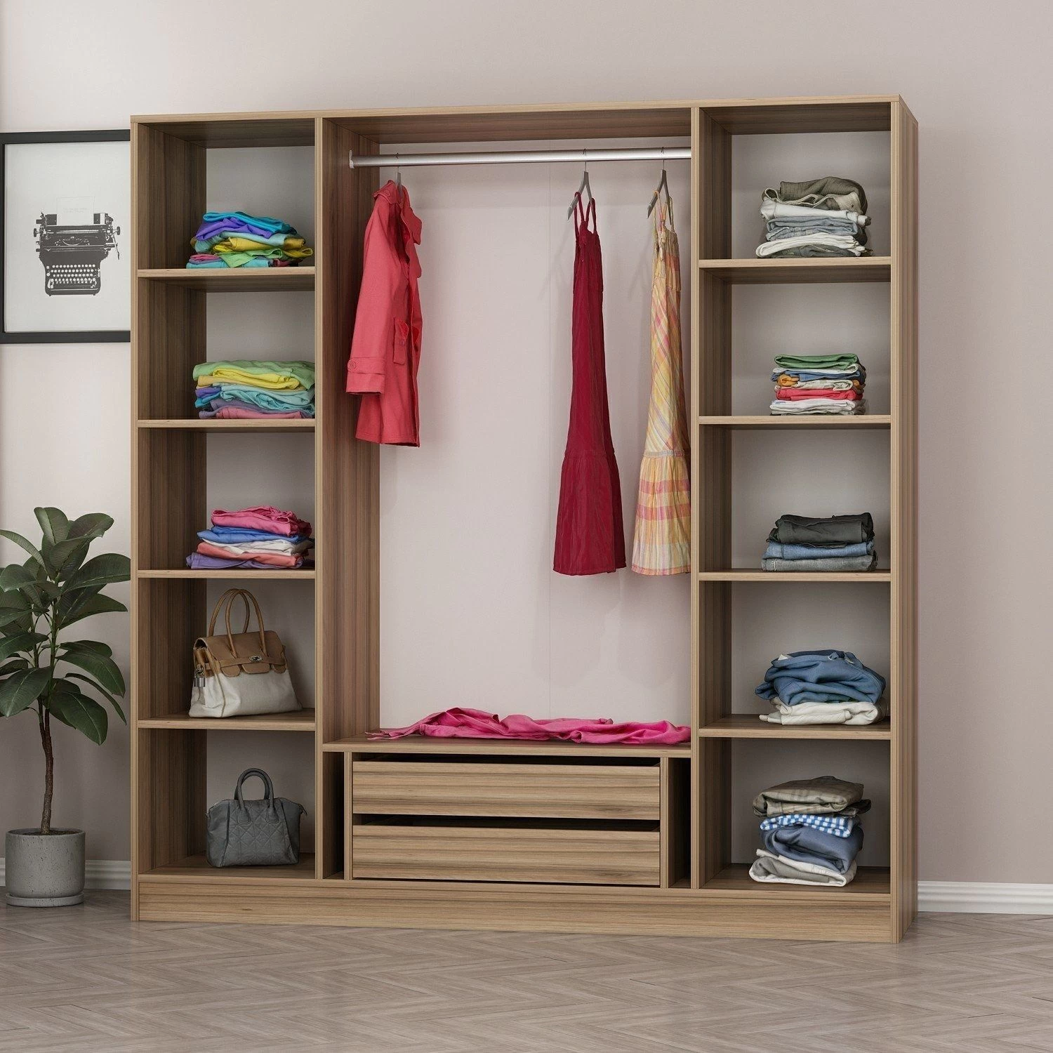 Woody Fashion Melamine Garderobekast | 100% Spaanplaat - Afbeelding 3