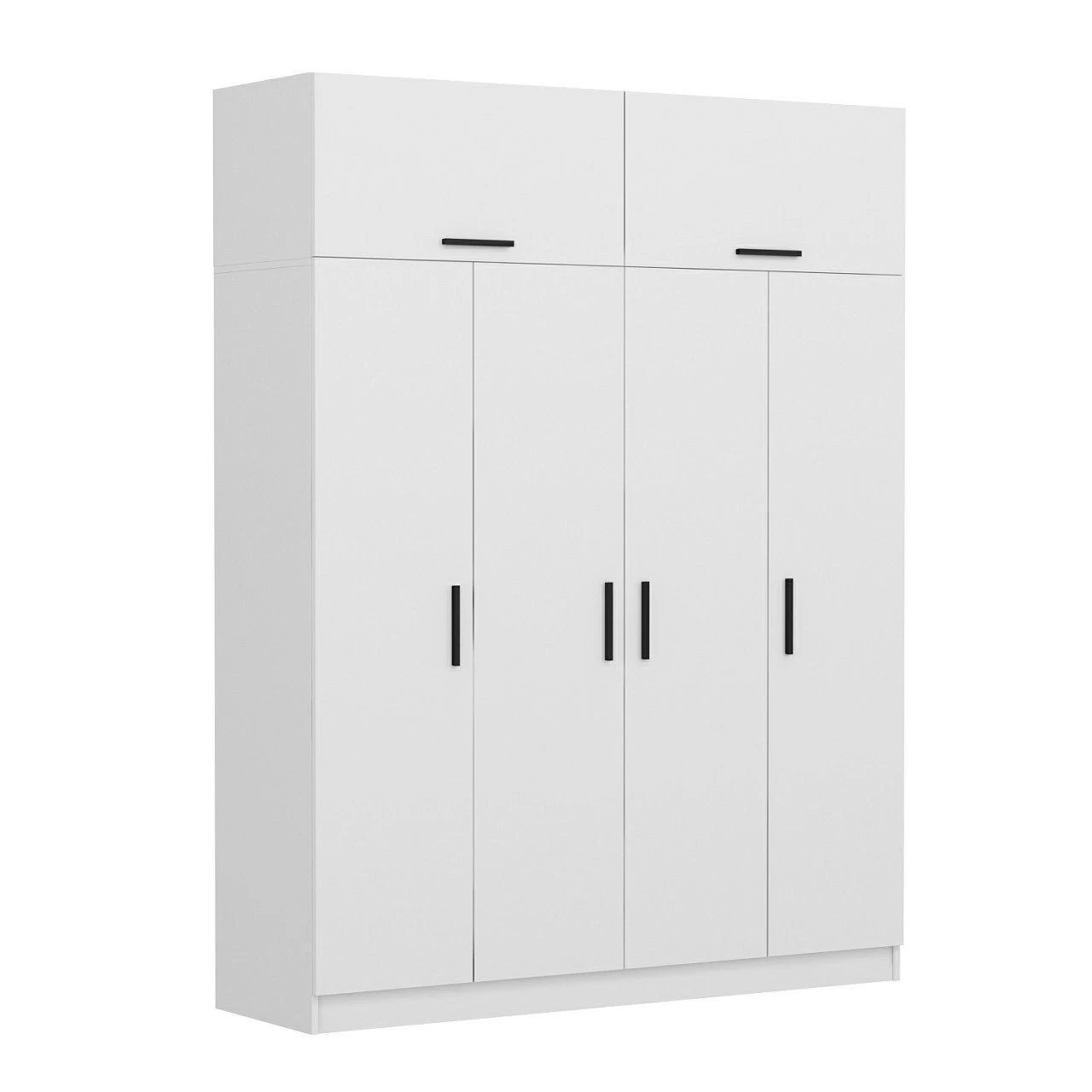 Woody Kledingkast: Ruime 100% Melamine Gecoat, Witte Kleur Met Talrijke Planken - Afbeelding 7