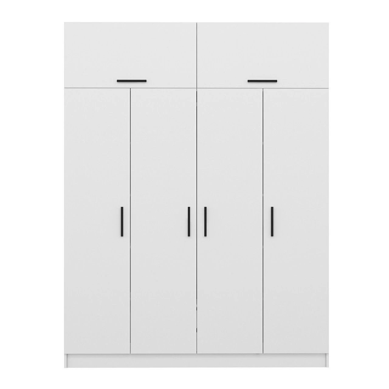 Woody Kledingkast: Ruime 100% Melamine Gecoat, Witte Kleur Met Talrijke Planken - Afbeelding 6