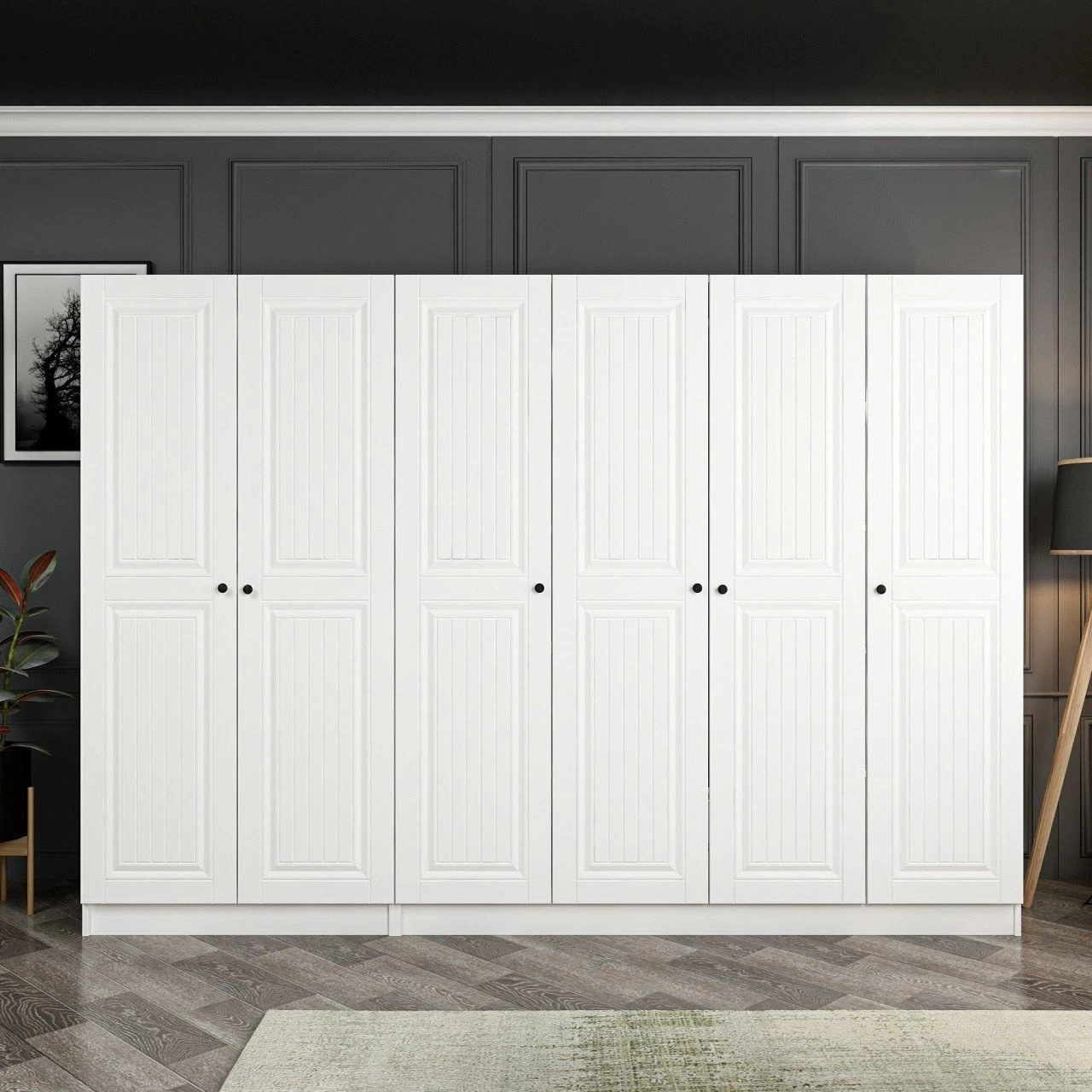 Woody Fashion Melamine Kledingkast - Wit, 270x210x52 Cm