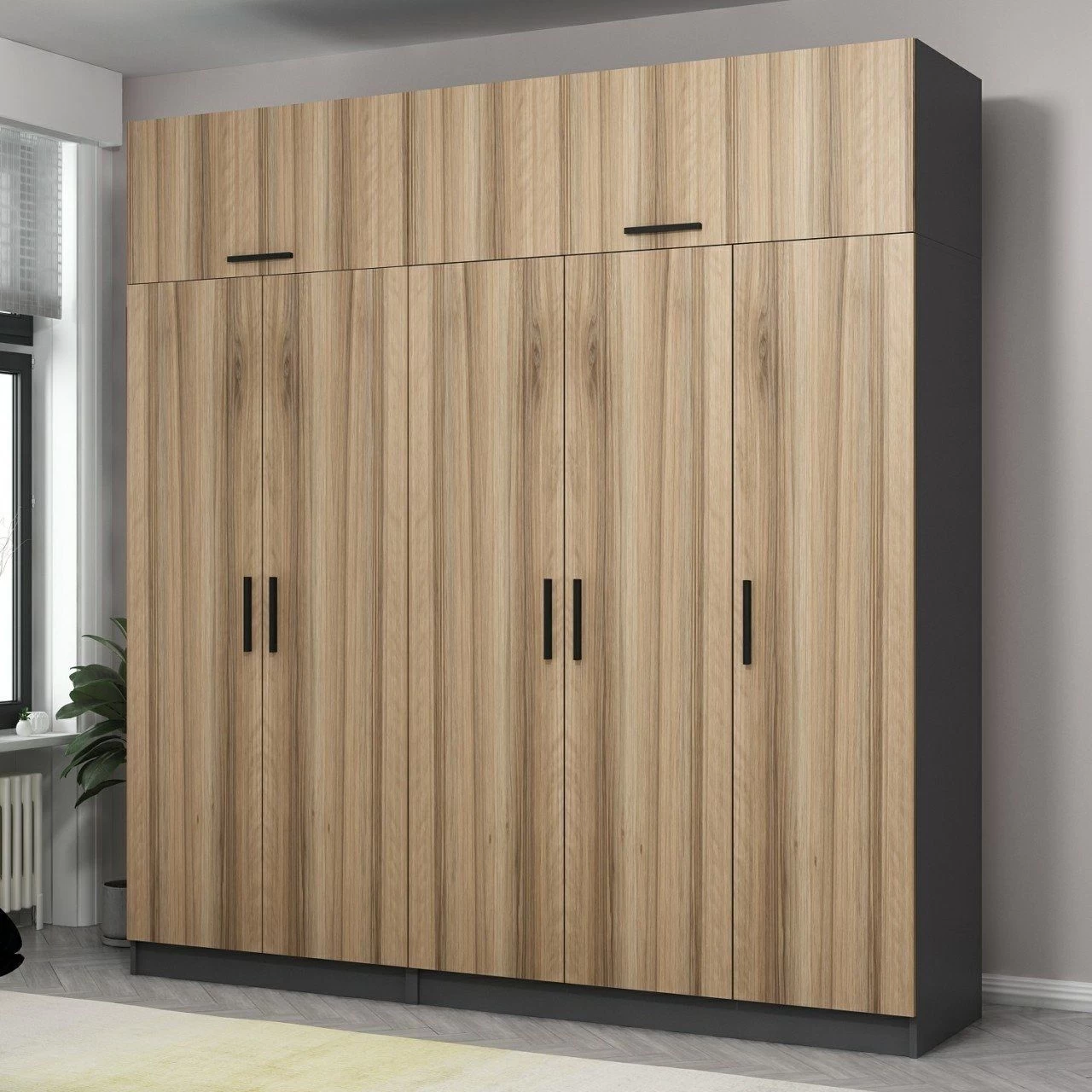 Woody Fashion 100% Gemelamineerde Garderobekast, 18mm, 225x255x52cm, Dore