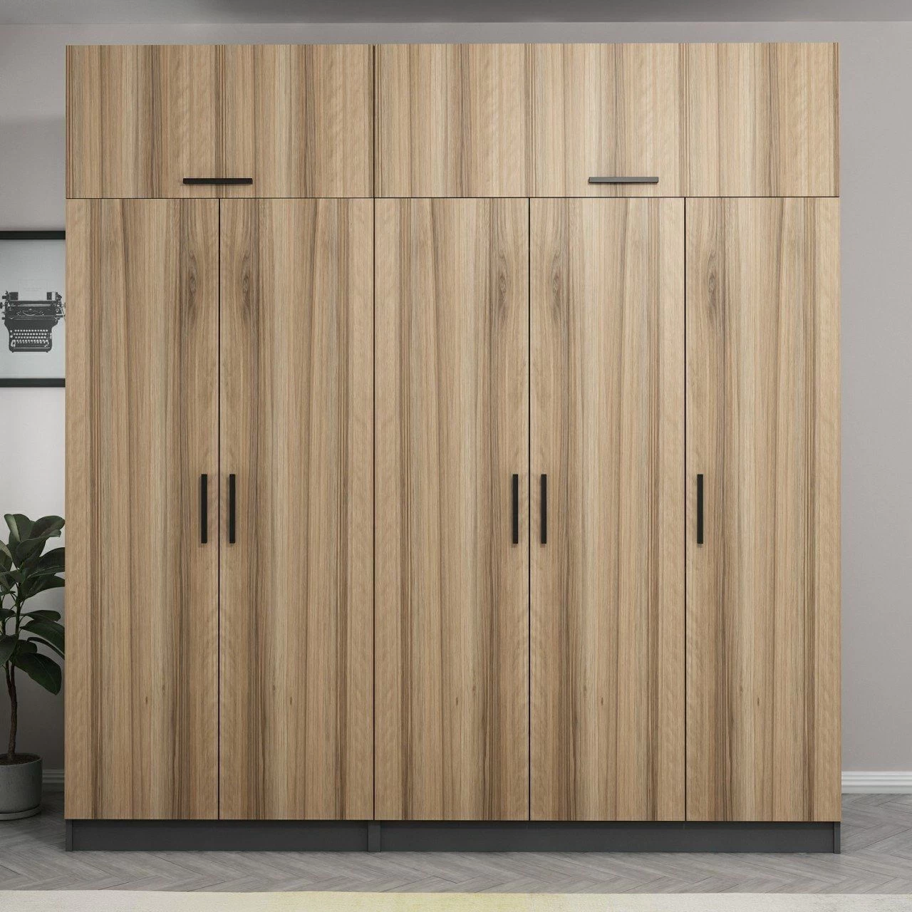 Woody Fashion 100% Gemelamineerde Garderobekast, 18mm, 225x255x52cm, Dore - Afbeelding 8