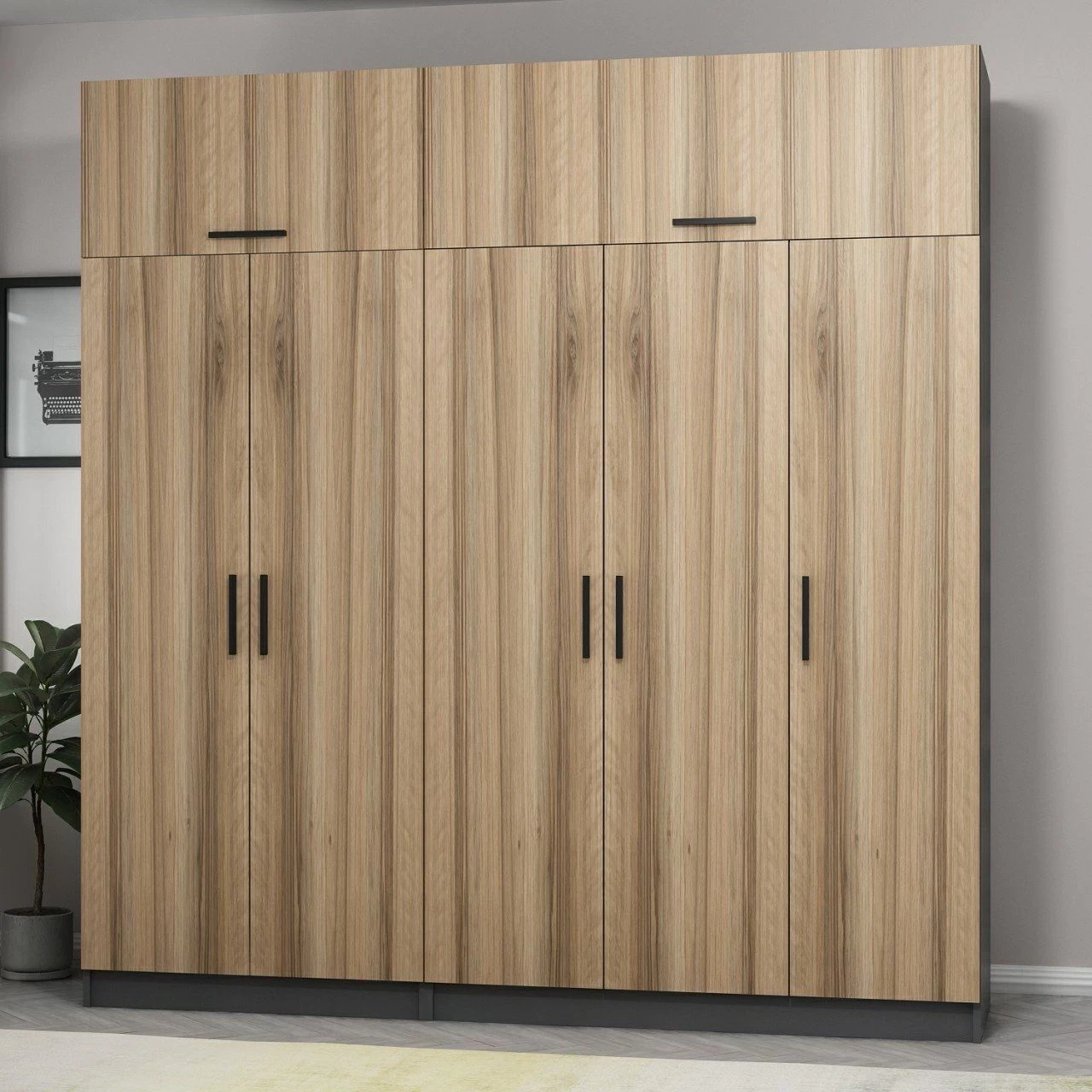 Woody Fashion 100% Gemelamineerde Garderobekast, 18mm, 225x255x52cm, Dore - Afbeelding 7