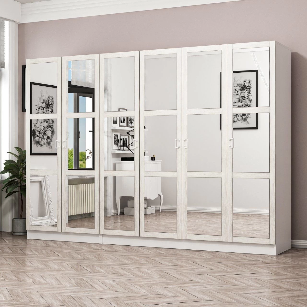 Stijlvolle Woody Garderobekast | Melamine Gecoat, 18mm Dik, 225x190x52cm, Wit - Afbeelding 4