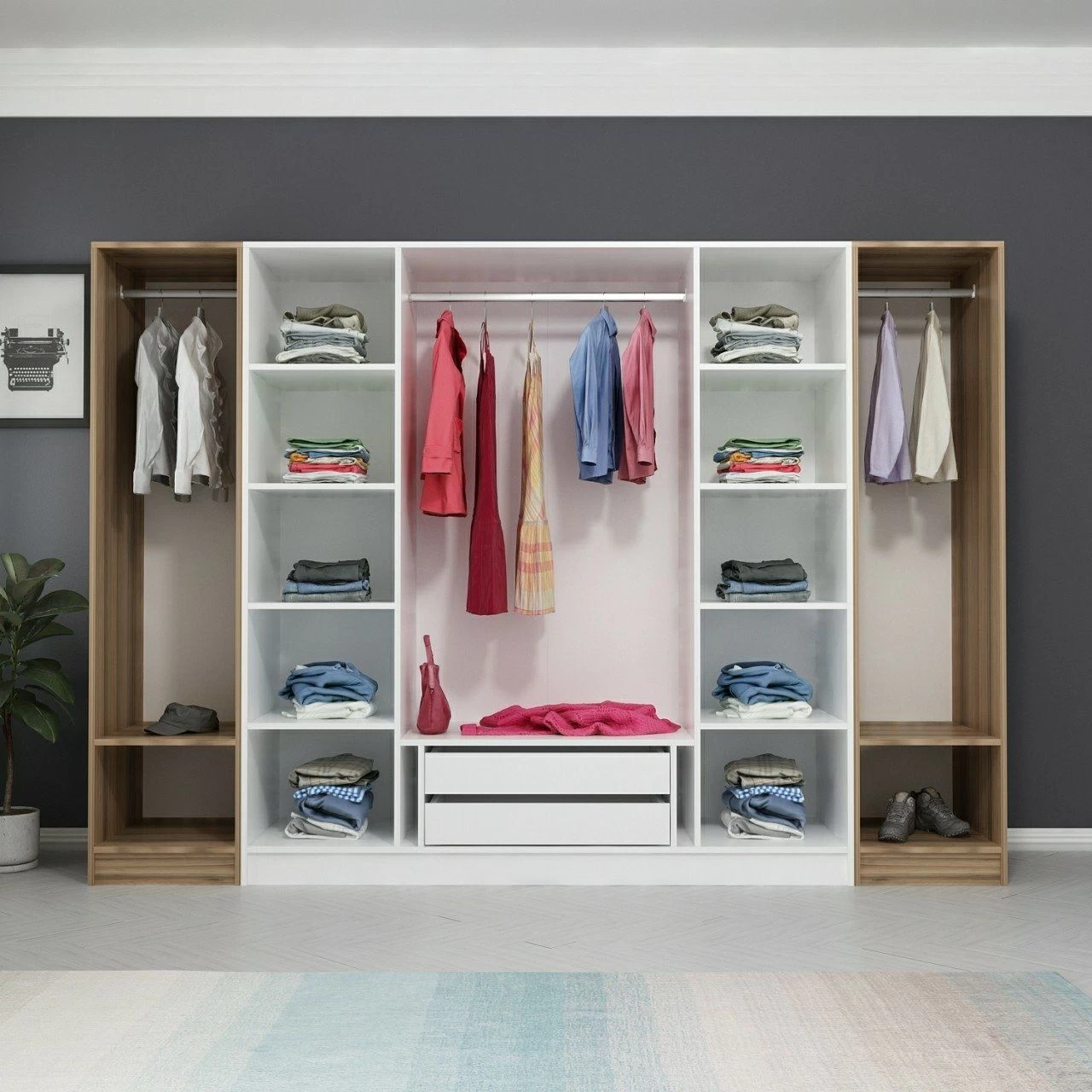 Witte Houten Kledingkast | 100% Melamine | 18 Mm Dik - Afbeelding 3