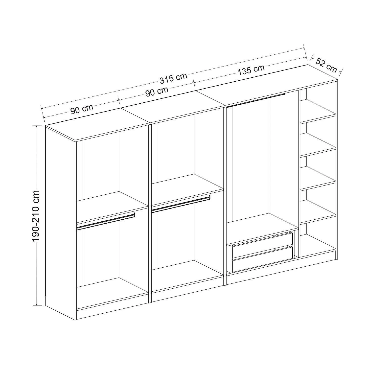 Antraciet Garderobekast | Woody Fashion | 100% Melamine Gecoat - Afbeelding 2