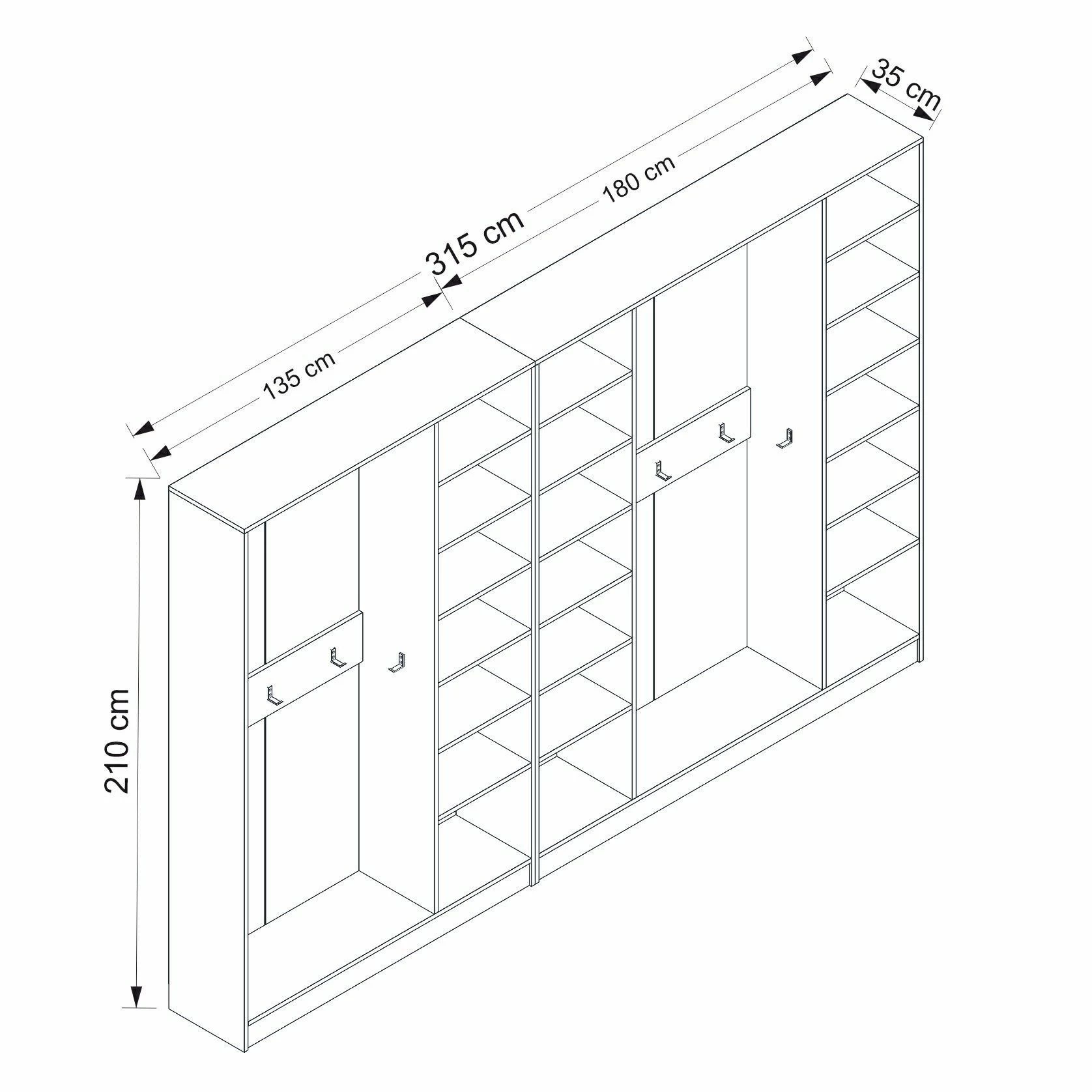 Woody Fashion Halstandaard | Wit | 315x210x35 Cm - Afbeelding 2