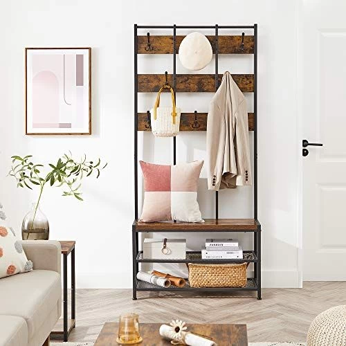 ALINRU Kapstok/Entree Organiser - Rustiek Stalen Frame - Afbeelding 3