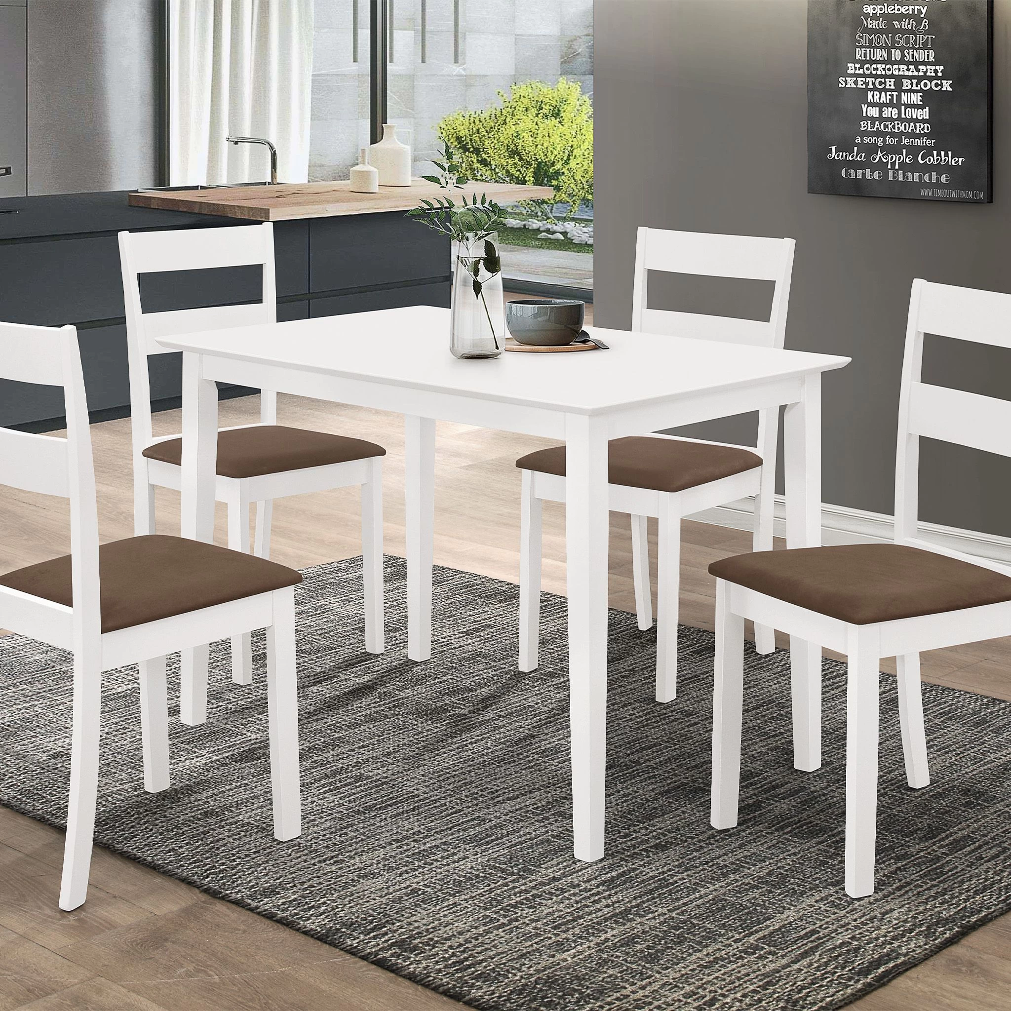 Tafelset Damir Met 4 Stoelen - Wit
