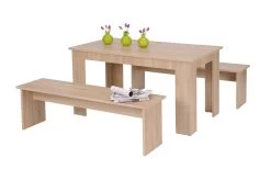 Tafelset Munich 140cm Met 2 Zitbanken - Sonoma Eik