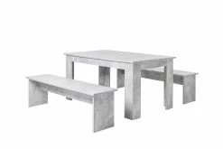 Tafelset Munich 140cm Met 2 Zitbanken - Beton