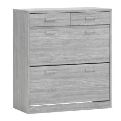 Schoenenkast Spacio 2 Grote & 2 Kleine Laden - Grijze Eik