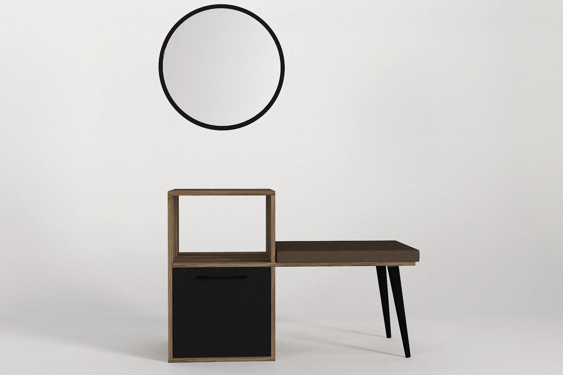 Tera Home Commode | 100% Melaminegecoat Met 18mm Dikte | Inclusief Spiegel | Kleur: Notelaarzwart - Afbeelding 4