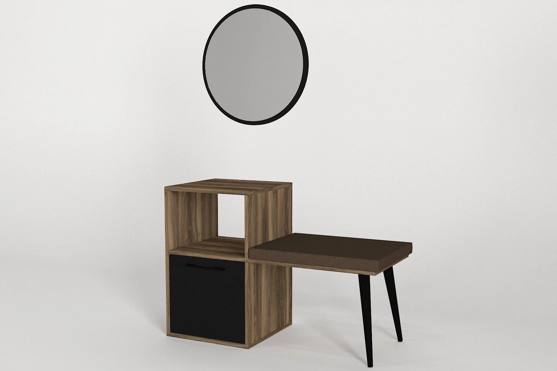 Tera Home Commode | 100% Melaminegecoat Met 18mm Dikte | Inclusief Spiegel | Kleur: Notelaarzwart - Afbeelding 8