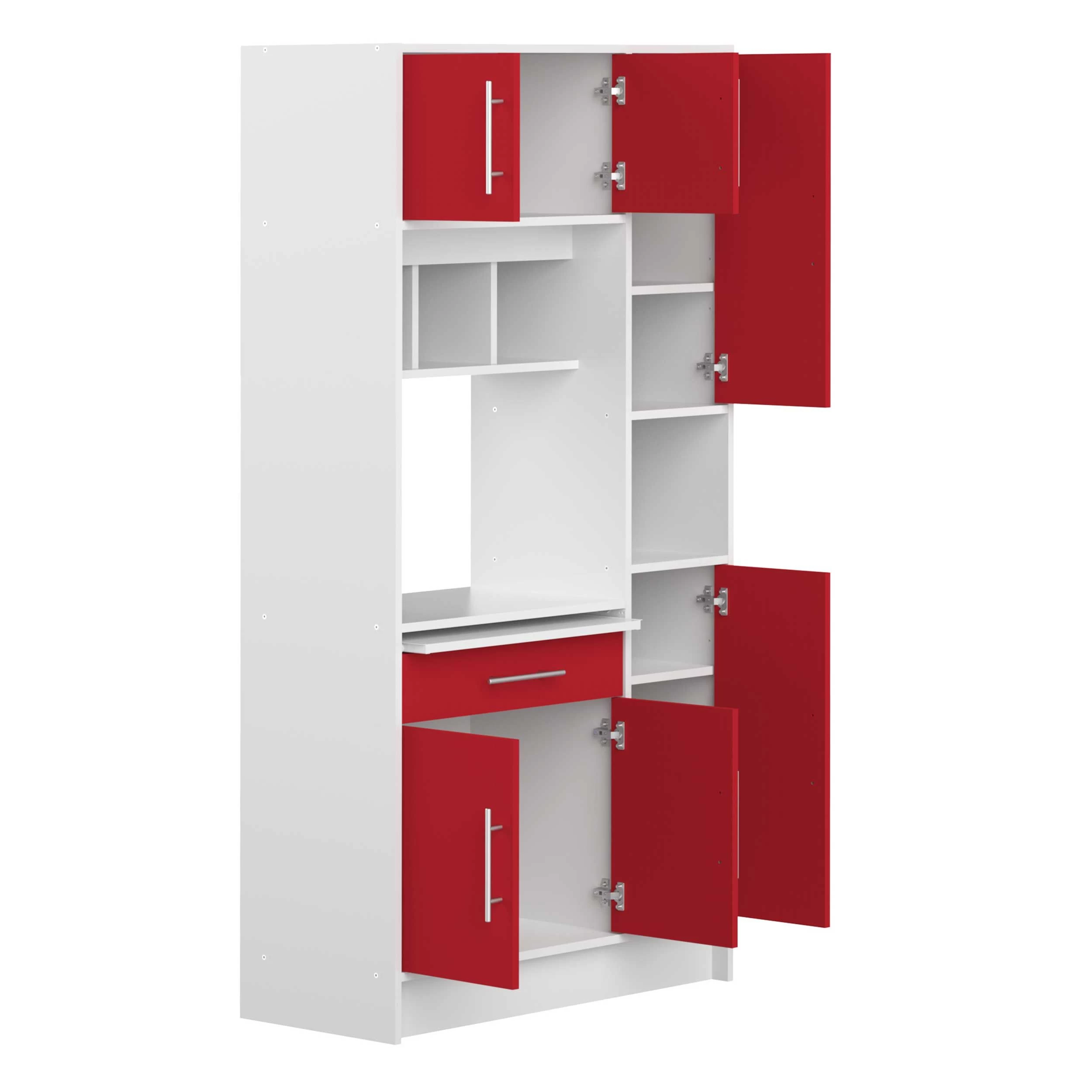 Keukenkast Liana Voor Magnetron - Wit/rood - Afbeelding 8