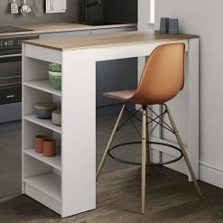 Bartafel Aravis 115x50 Met Opbergruimte - Wit/eik