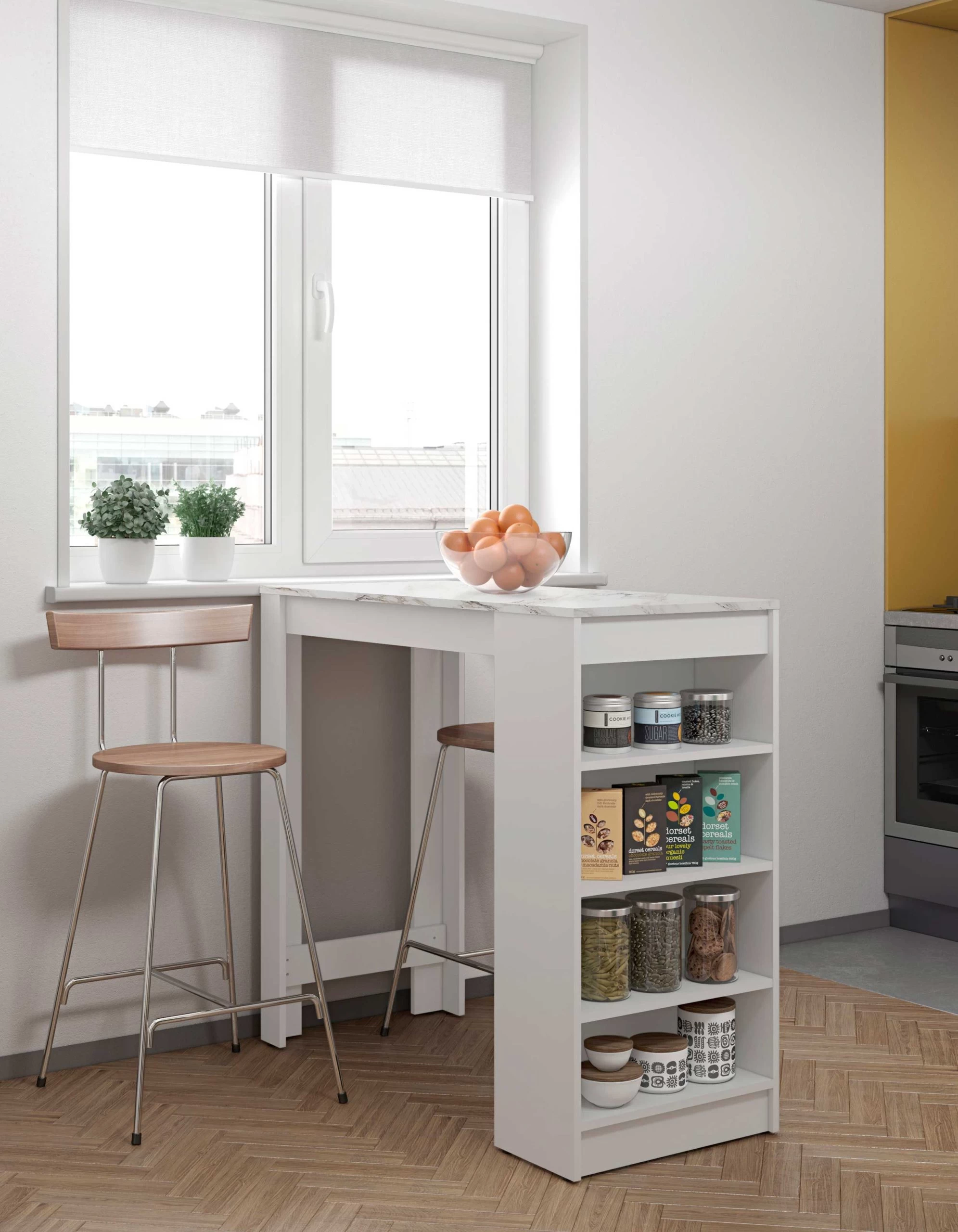 Bartafel Aravis 115x50 Met Opbergruimte - Wit/marmer - Afbeelding 9